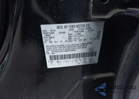 2008 Ford Edge Sel из США, поврежденный, VIN 2FMDK38C68BA05866